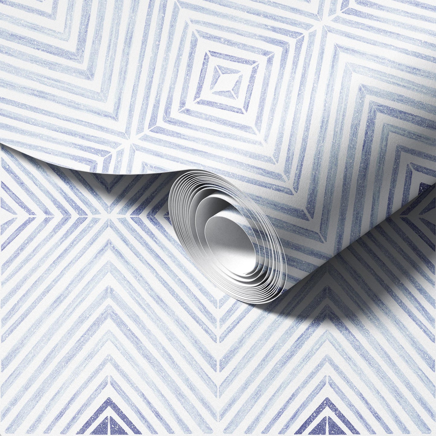 Indigo Denim Geometric Tile Wallpaper