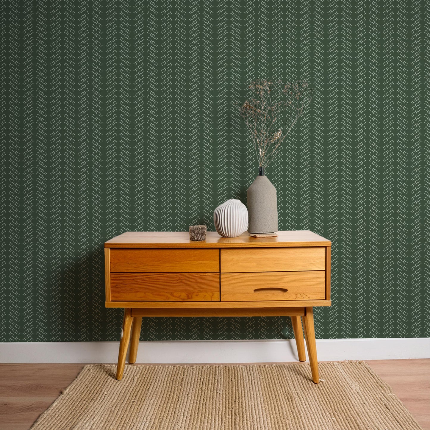 Bubble Dot Herringbone Wallpaper