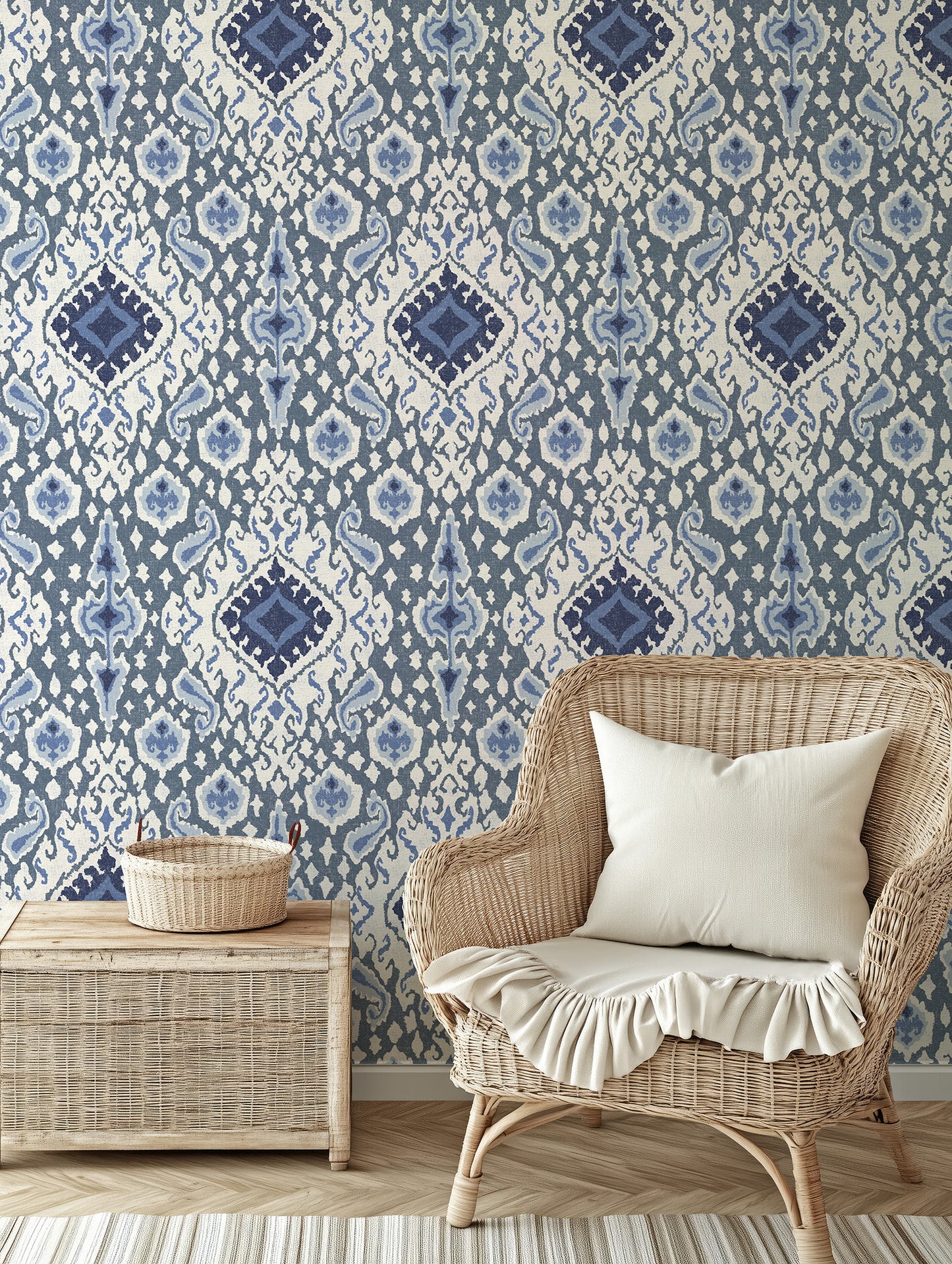 Antique Distressed Ikat Wallpaper