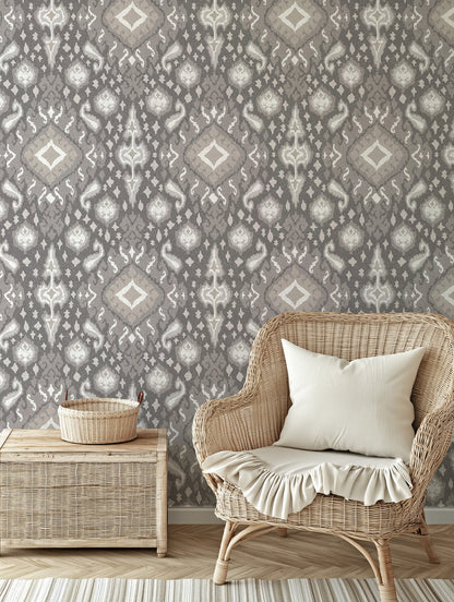 Antique Distressed Ikat Wallpaper