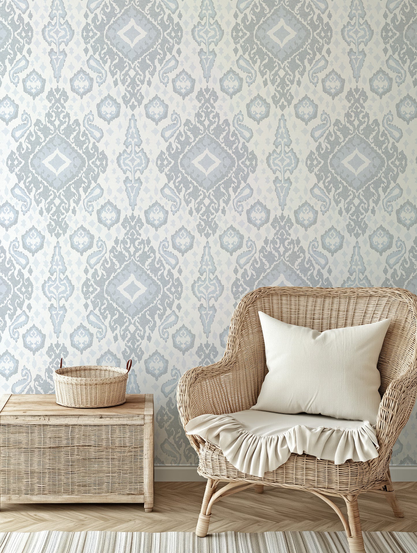 Antique Distressed Ikat Wallpaper