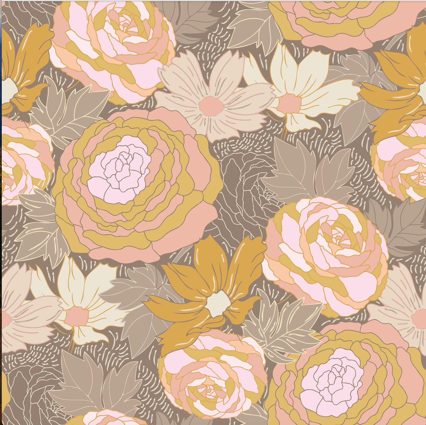 Large Floral Beige