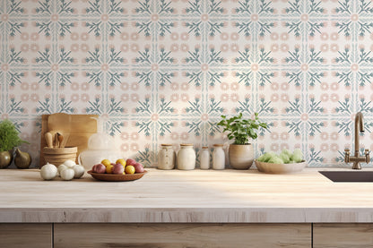 Geo Floral Tile Wallpaper