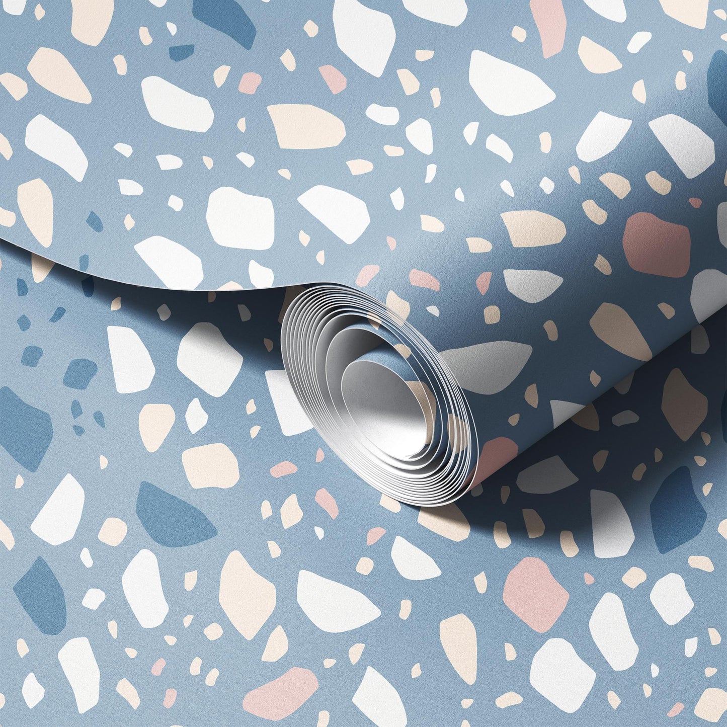 Medium Blue Terrazzo Wallpaper