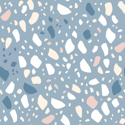 Medium Blue Terrazzo Wallpaper