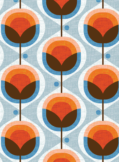 Mid-Century Damask Wallpaper