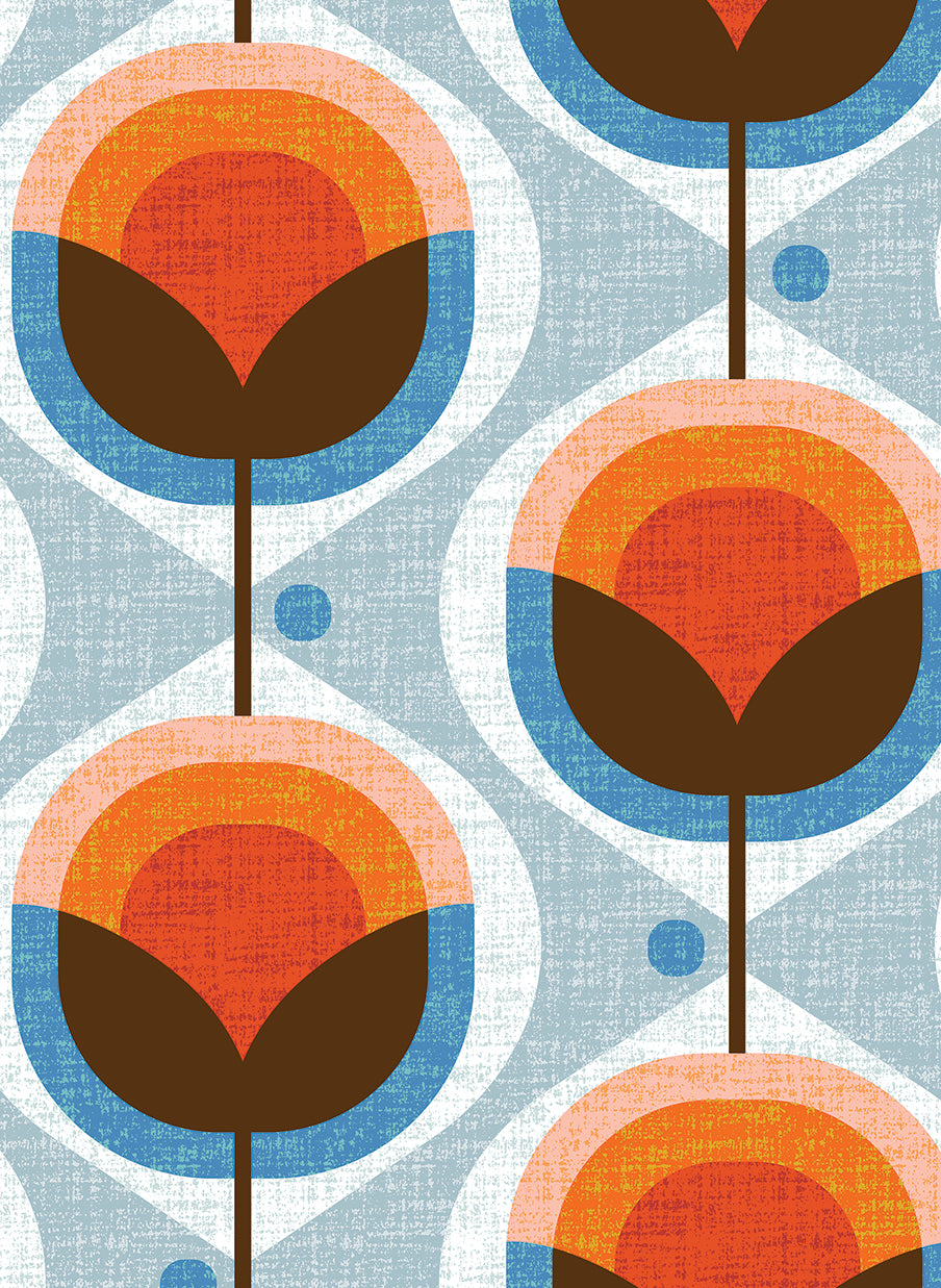 Mid-Century Damask peel and stick wallpaper sample pattern detail