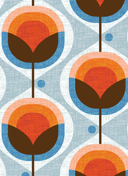 Mid-Century Damask peel and stick wallpaper sample pattern detail