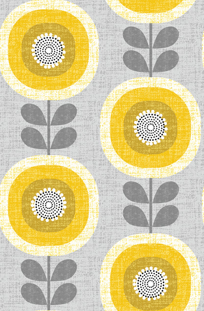Mid-Century Sunflowers Wallpaper