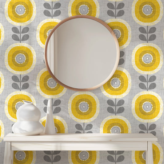 Mid-Century Sunflowers Wallpaper