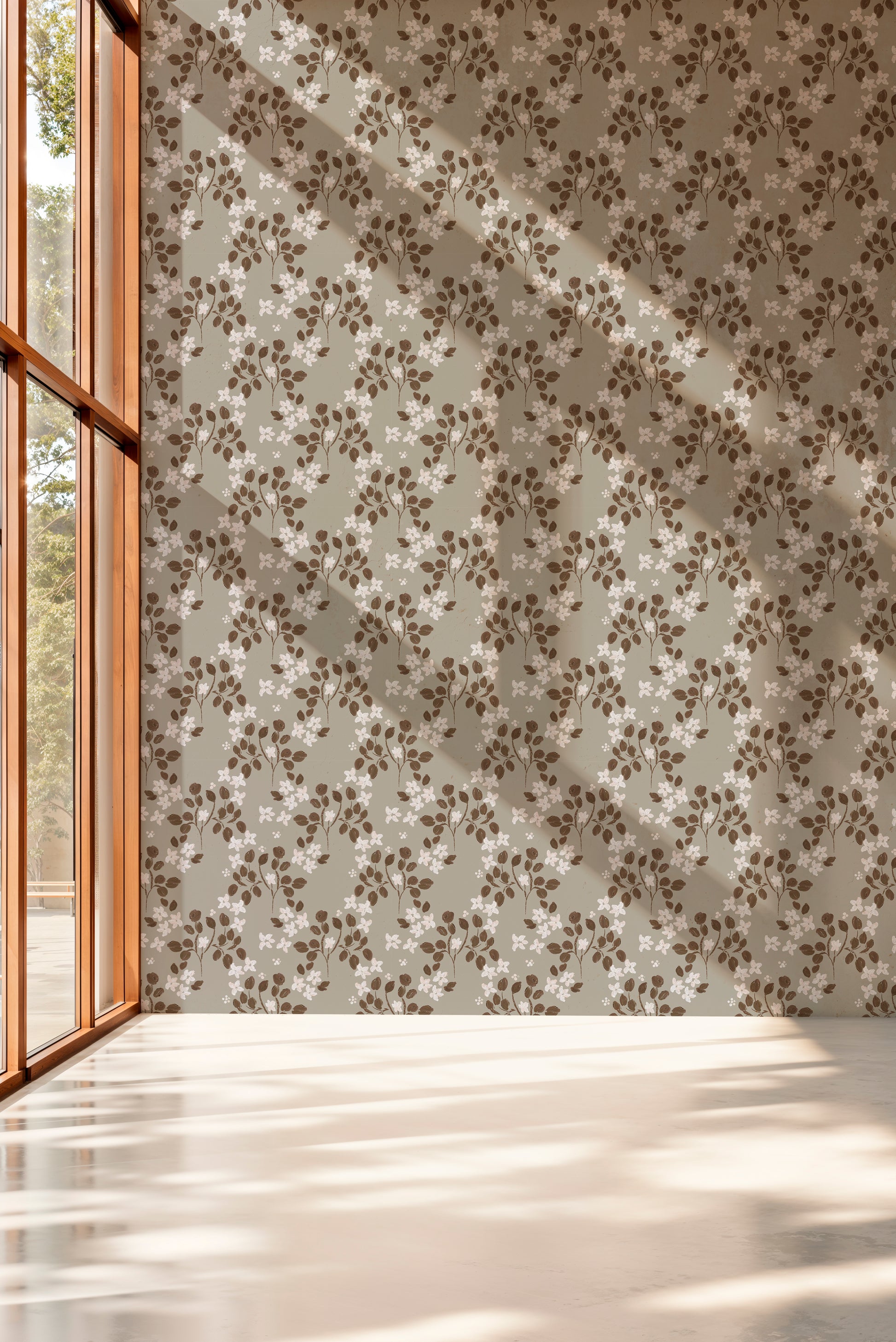 Ditsy Floral Oil Paint peel and stick wallpaper room mockup