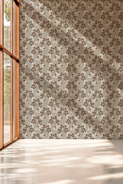 Ditsy Floral Oil Paint peel and stick wallpaper room mockup