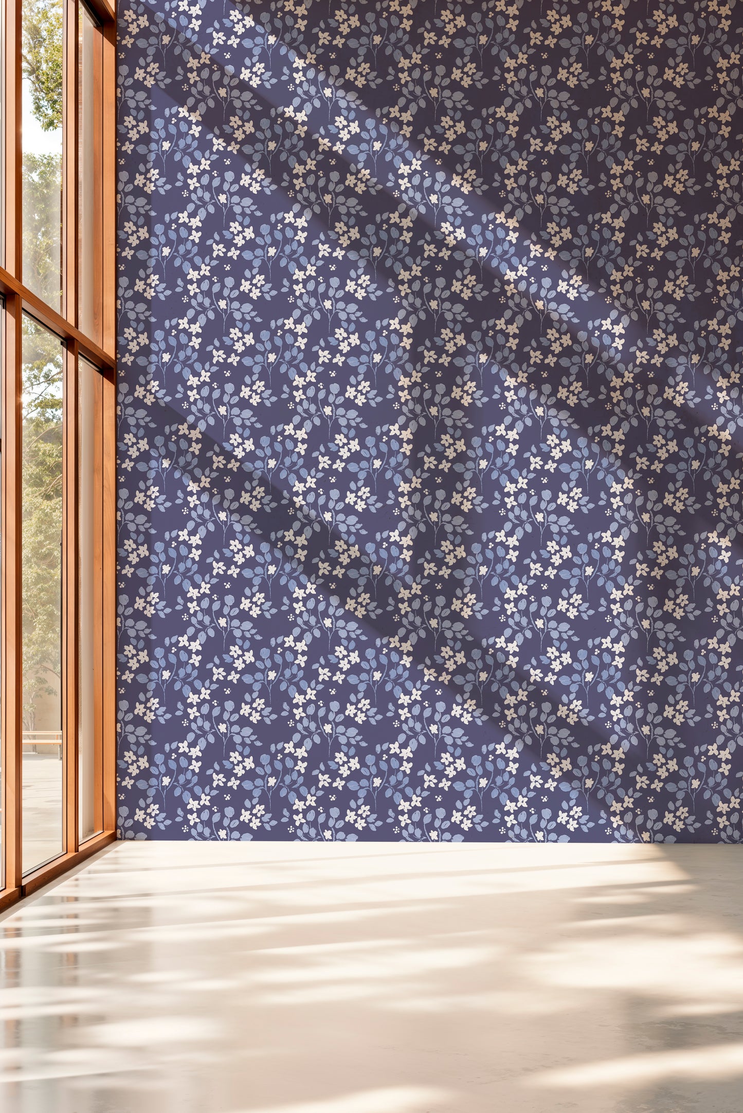 Ditsy Floral Oil Paint peel and stick wallpaper room mockup