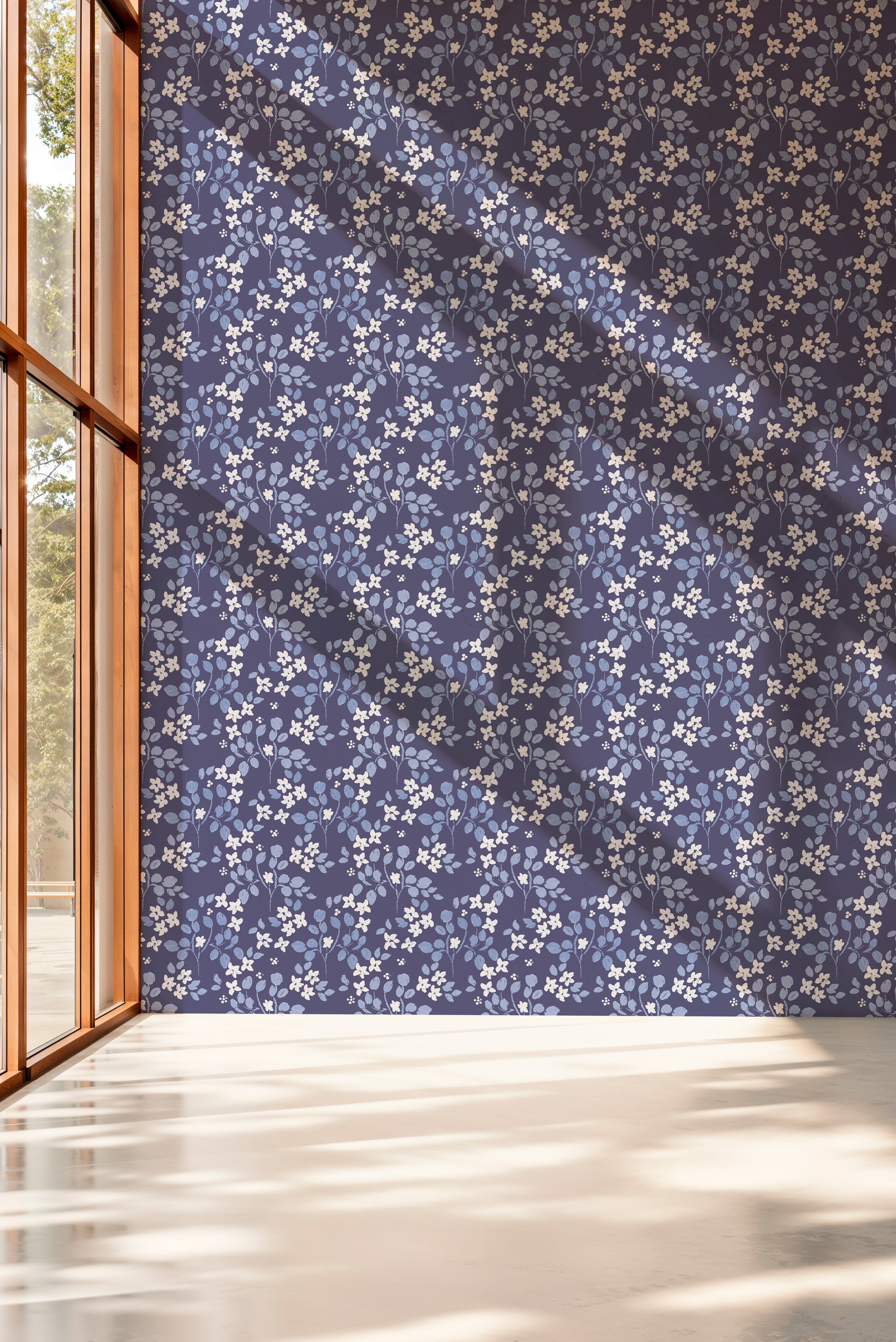 Ditsy Floral Oil Paint peel and stick wallpaper room mockup