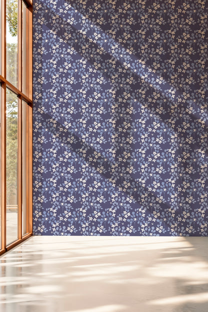 Ditsy Floral Oil Paint peel and stick wallpaper room mockup