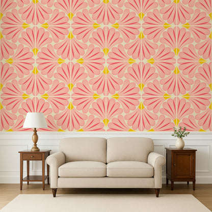 Flower Tiles Peel and Stick Wallpaper Sample - Floral, Flowers