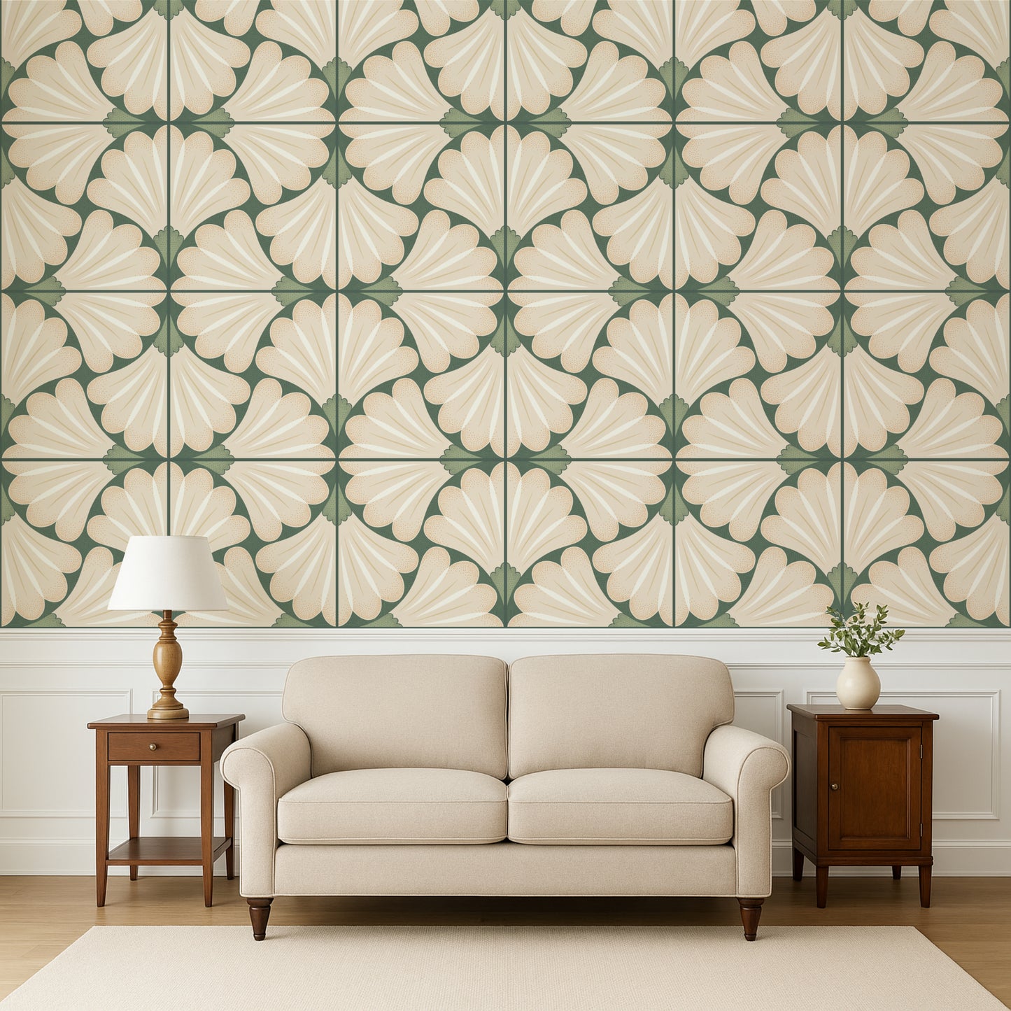Flower Tiles Peel and Stick Wallpaper Sample - Floral, Flowers