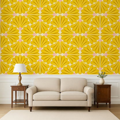 Flower Tiles Peel and Stick Wallpaper Sample - Floral, Flowers