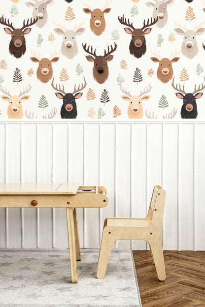 Moose peel and stick wallpaper room mockup