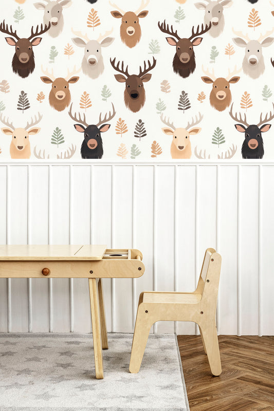 Moose peel and stick wallpaper room mockup