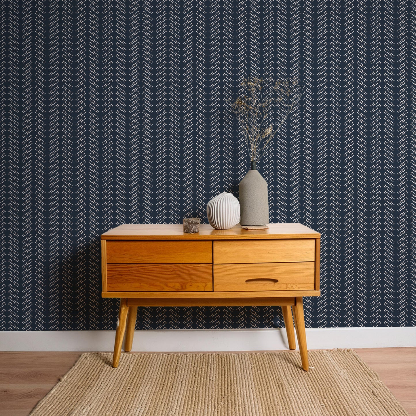 Bubble Dot Herringbone Wallpaper