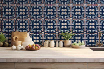 Geo Floral Tile Wallpaper