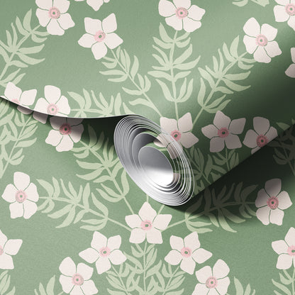 Art Nouveau Floral Scallop Wallpaper