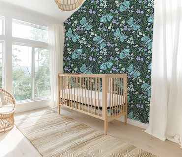Oh My Moths peel and stick wallpaper room mockup