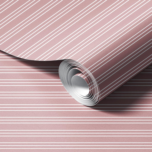 Neutral Stripes Pink Wallpaper