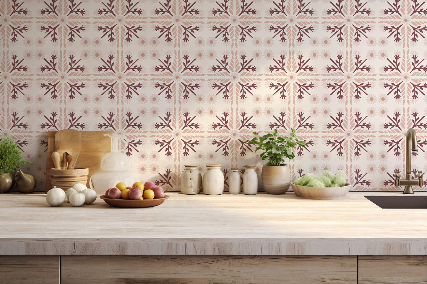 Geo Floral Tile Wallpaper