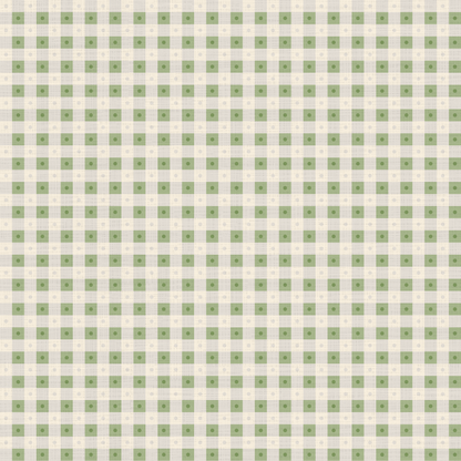 Preppy Gingham with Dots - Light Green and Cream