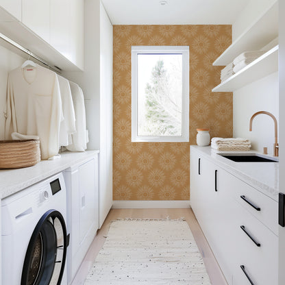 Radiant Sunshine peel and stick wallpaper room mockup
