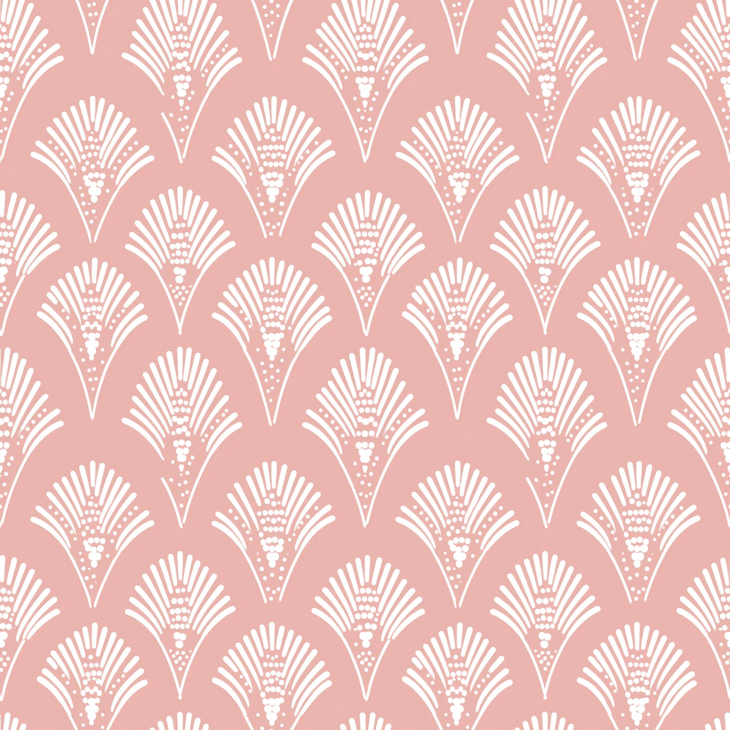 Boho Art Deco Fans in Pink Wallpaper