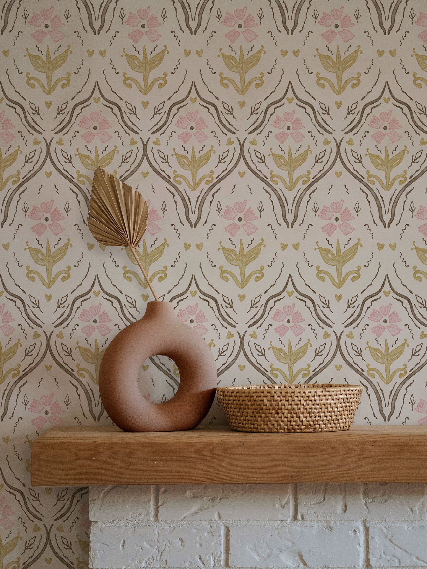 Rust Boho Damask Wallpaper