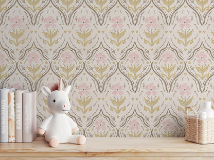 Rust Boho Damask Wallpaper