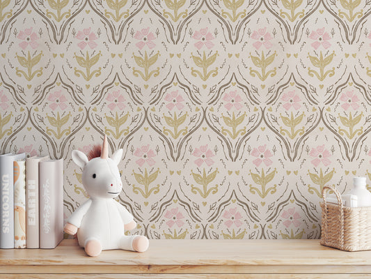 Rust Boho Damask Wallpaper