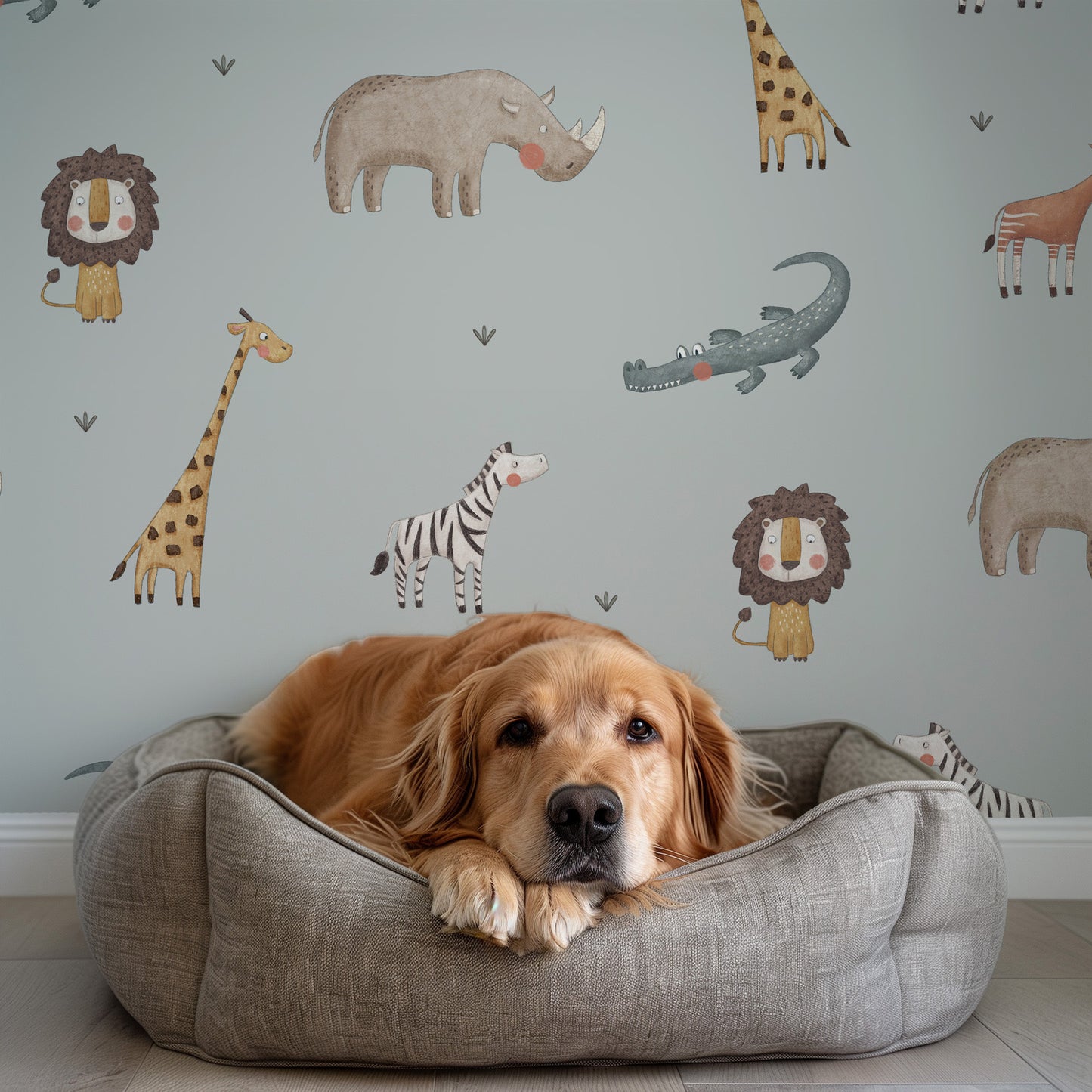 Safari Animals Peel and Stick Wallpaper Sample - Animals, Nursery, Safari