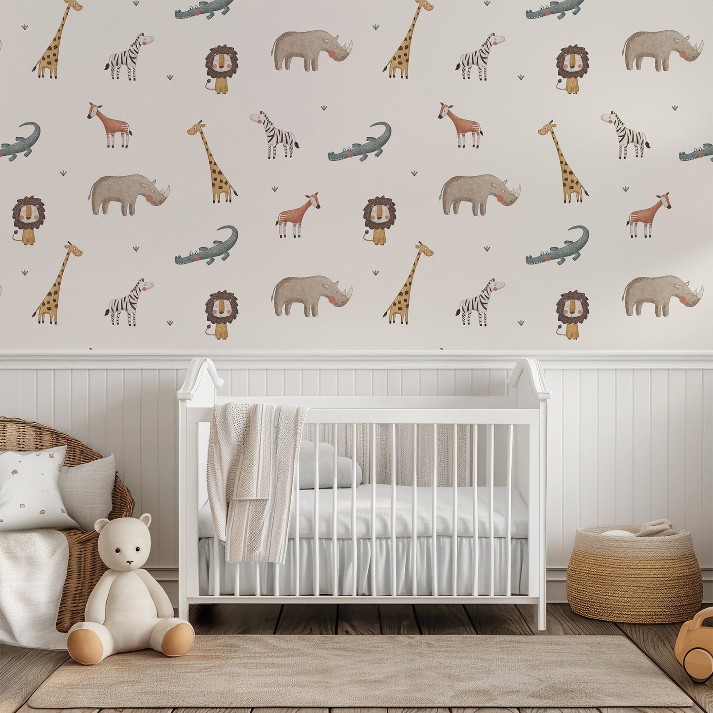 Safari Animals Peel and Stick Wallpaper Sample - Animals, Nursery, Safari