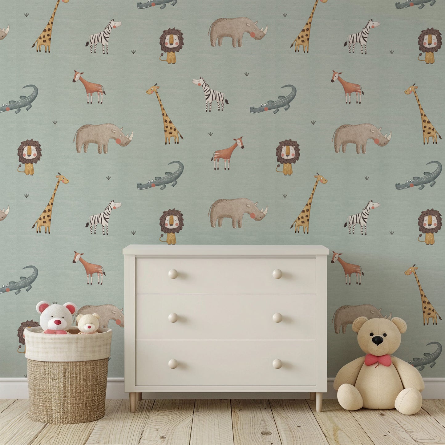 Safari Animals Peel and Stick Wallpaper Sample - Animals, Nursery, Safari