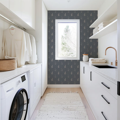 Scattered Grass peel and stick wallpaper room mockup