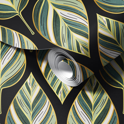 Art Deco Hosta Leaves Wallpaper