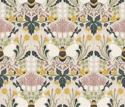 Posh Pollinator Bee Damask Wallpaper