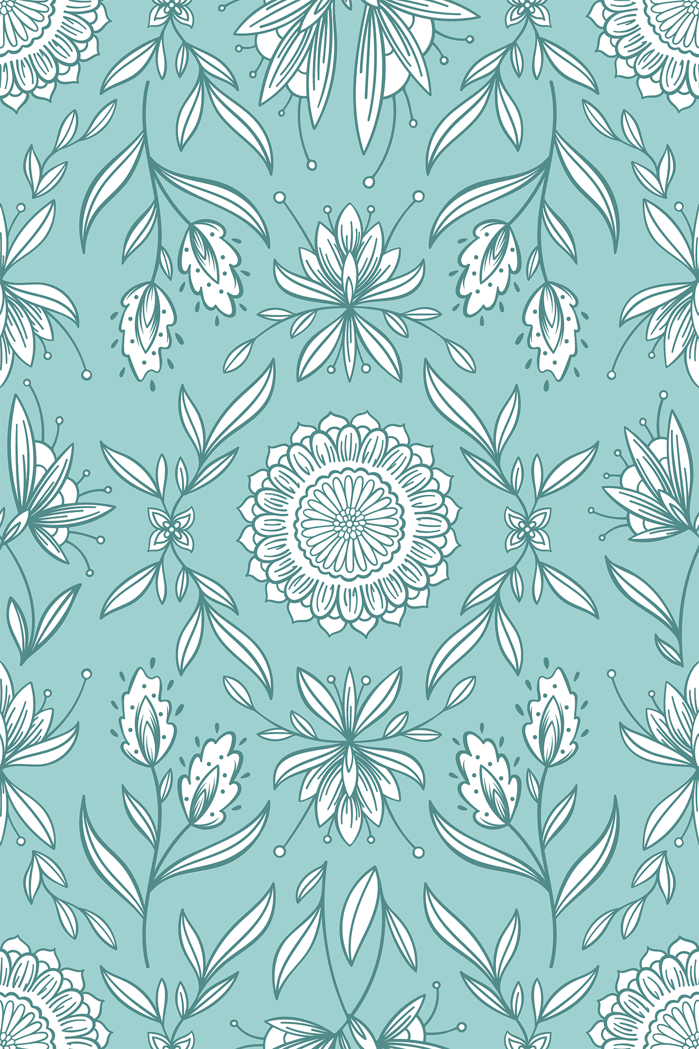 Linework Botanical Tapestry Wallpaper