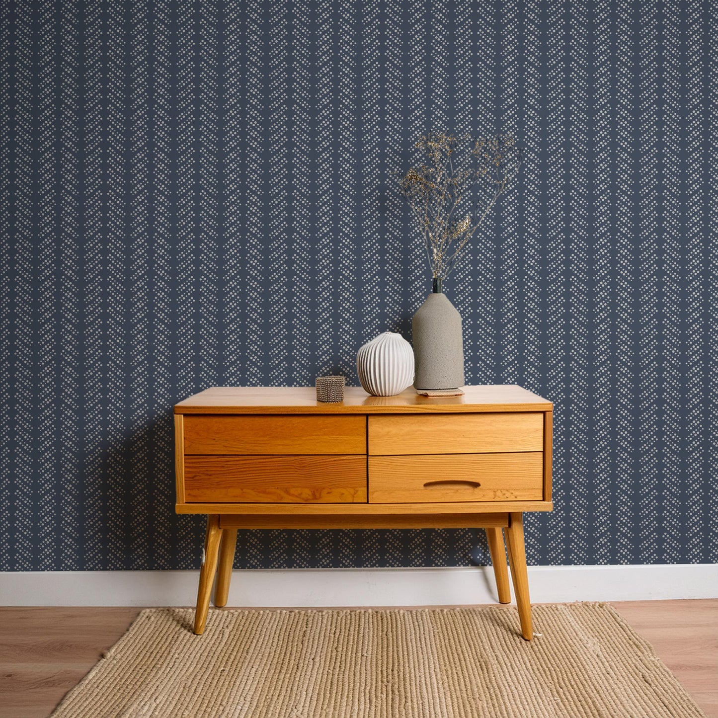 Bubble Dot Herringbone Wallpaper