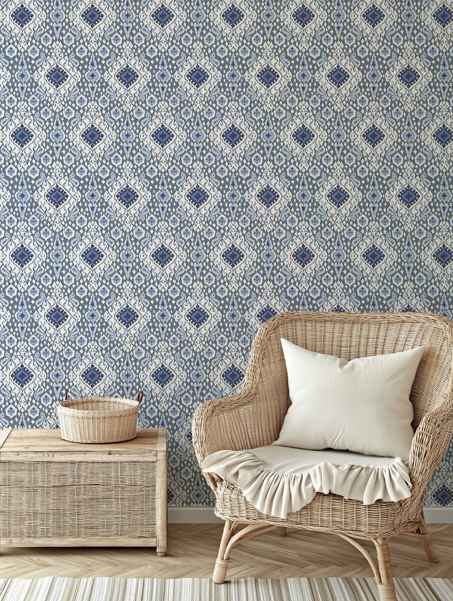 Antique Distressed Ikat Wallpaper