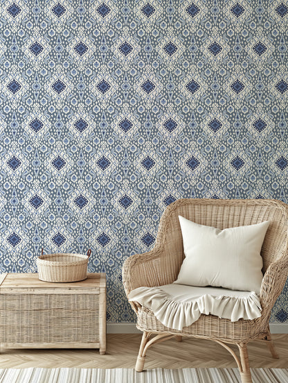 Antique Distressed Ikat Wallpaper