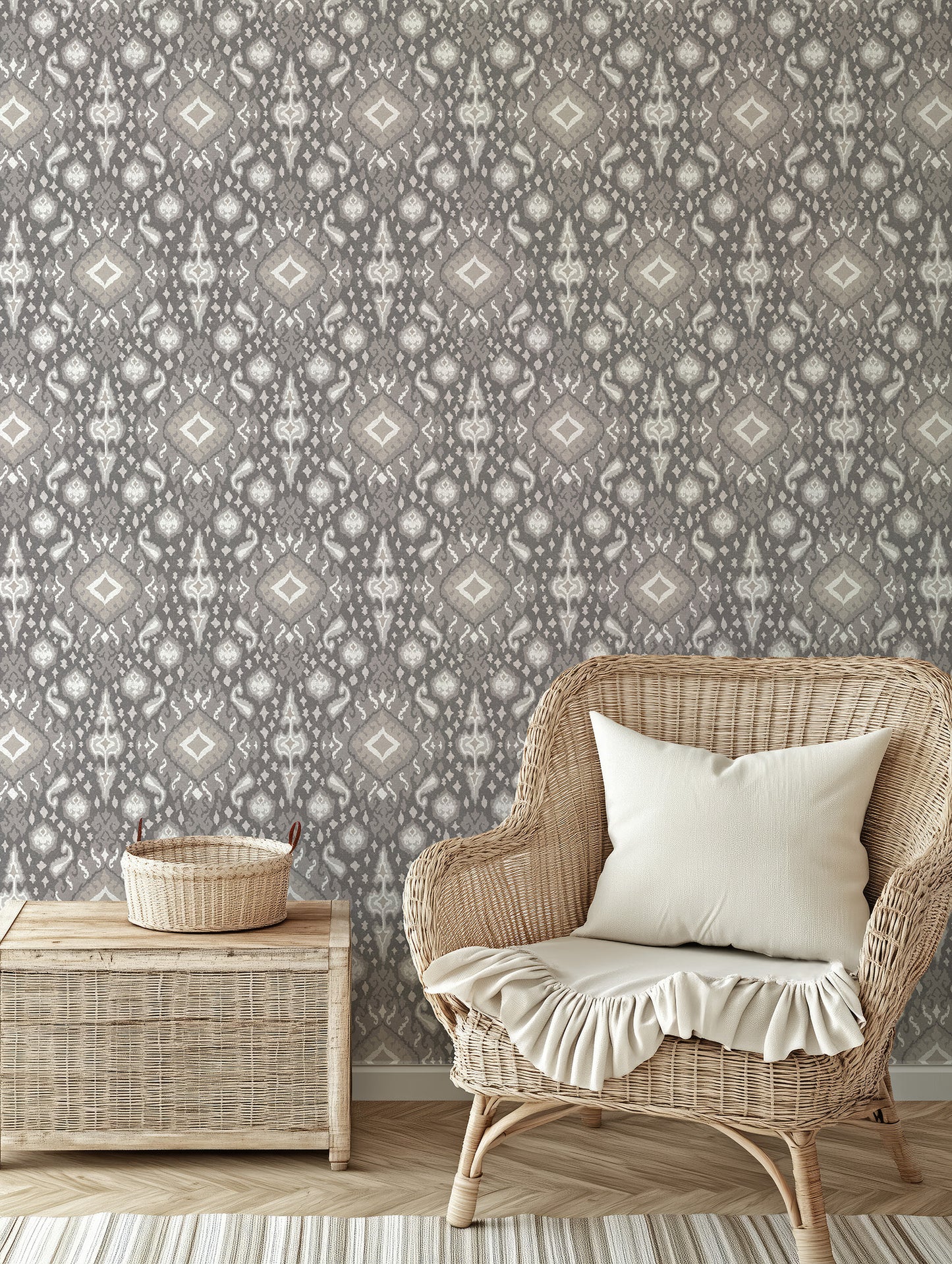 Antique Distressed Ikat Wallpaper