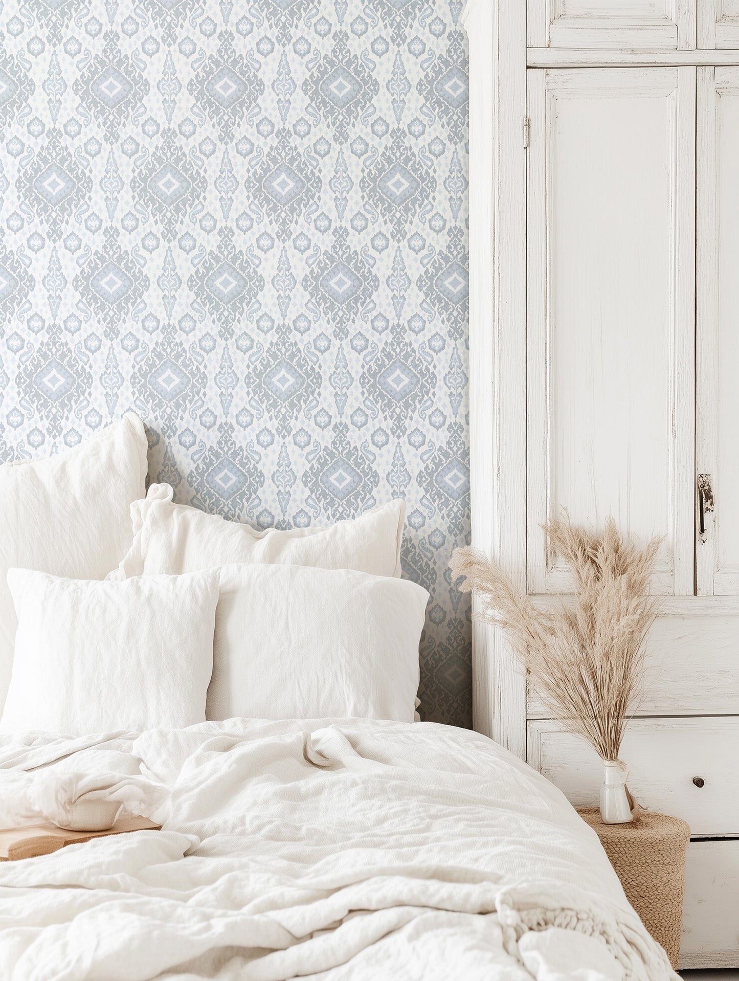 Antique Distressed Ikat Wallpaper