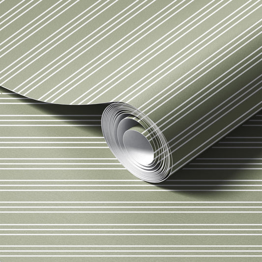 Neutral Stripes Soft Green Wallpaper