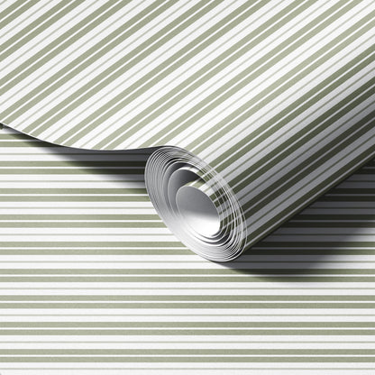 Neutral Stripes Soft Green Wallpaper